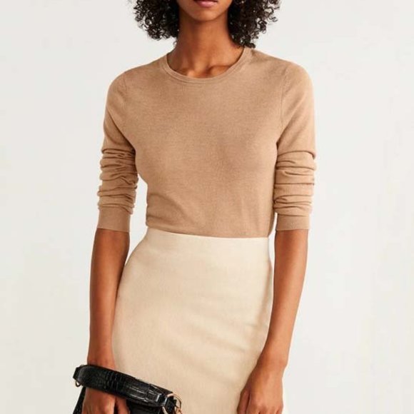 Mango Sweaters - Mango Camel Agata Cable-Knit Crewneck Sweater M 8